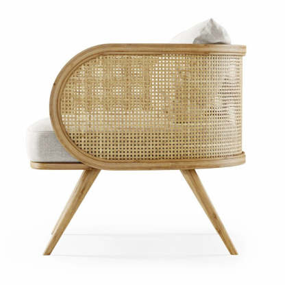 Scandinavian Fabric Rattan Wood Accent Chair
