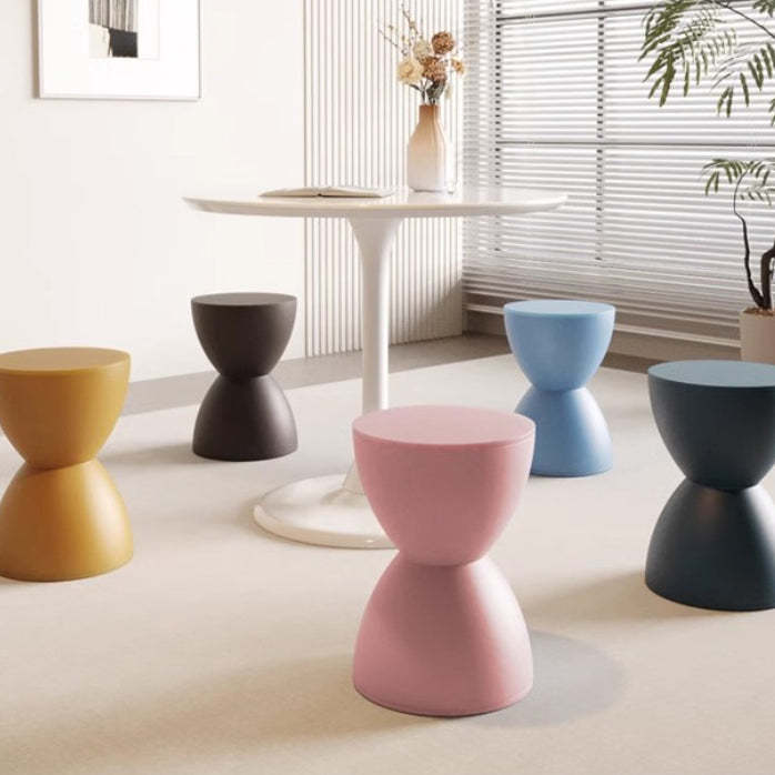 Minimalist Hourglass Round Plastic Chair — White