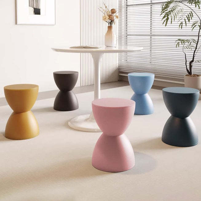 Minimalist Hourglass Round Plastic Chair — Navy