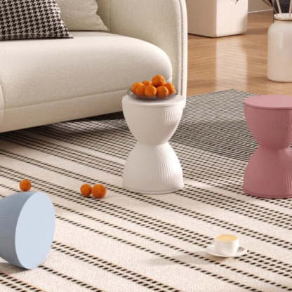 Modern Hourglass Stripe Plastic Chair — Pink