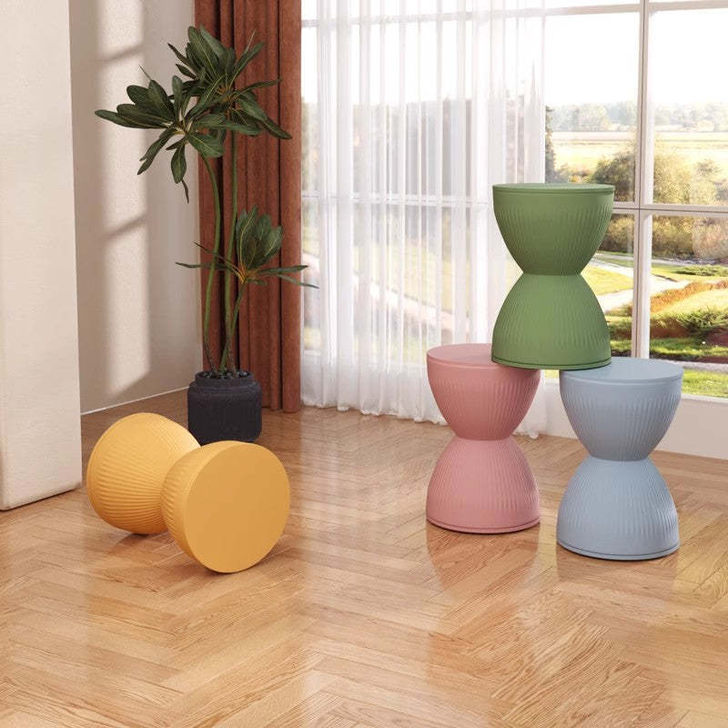 Modern Hourglass Stripe Plastic Chair — White