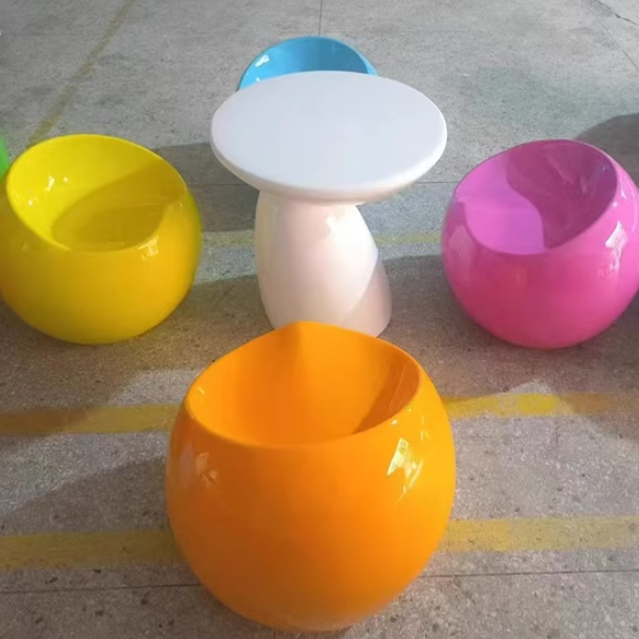 Art Deco Apple Round Plastic Steel Chair