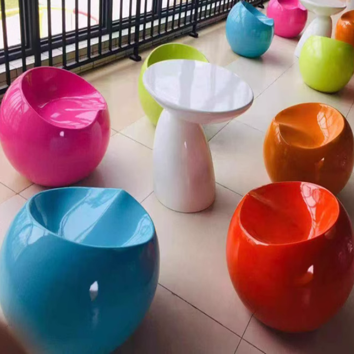 Art Deco Apple Round Plastic Steel Chair