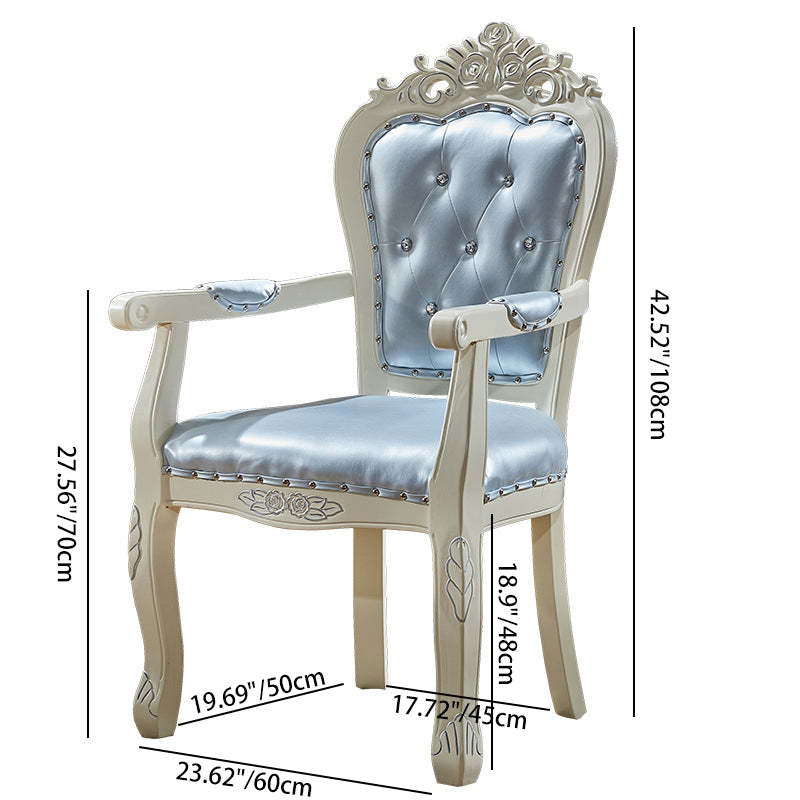 Chinese Carved Fabric Wood Dining Chair — D