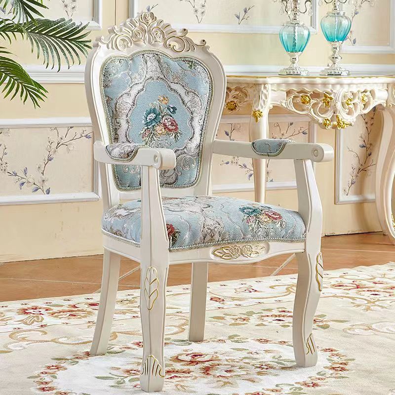 Chinese Carved Fabric Wood Dining Chair