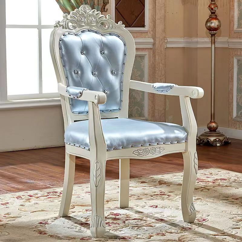 Chinese Carved Fabric Wood Dining Chair — C