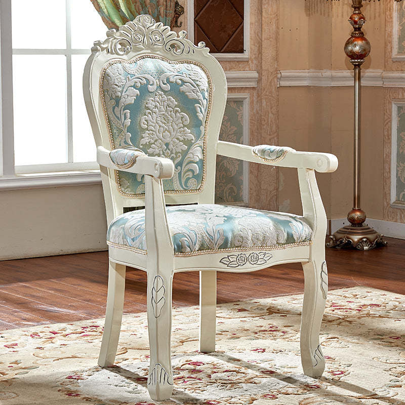 Chinese Carved Fabric Wood Dining Chair — I