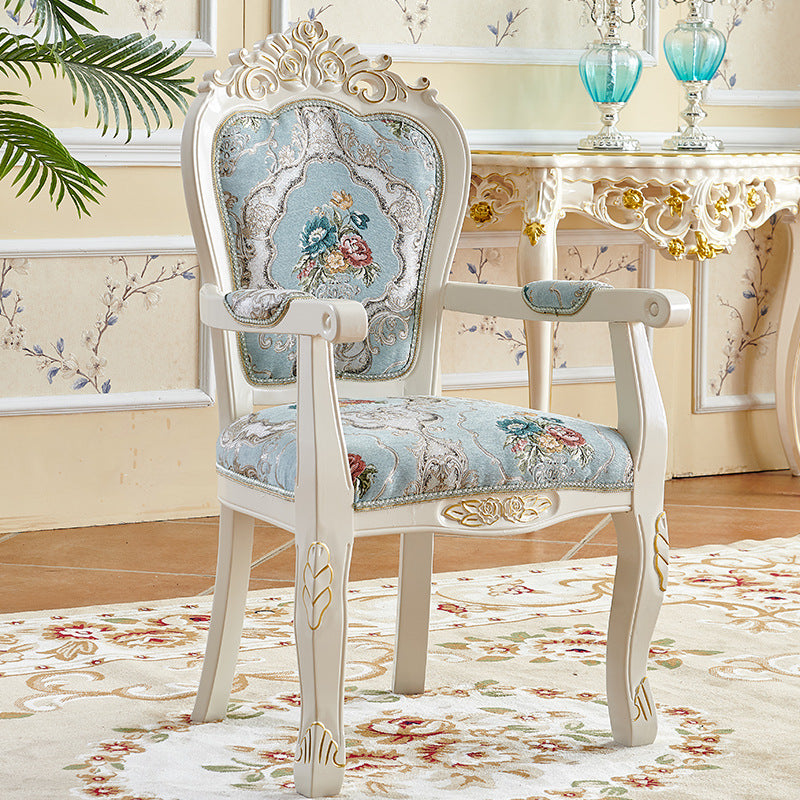 Chinese Carved Fabric Wood Dining Chair