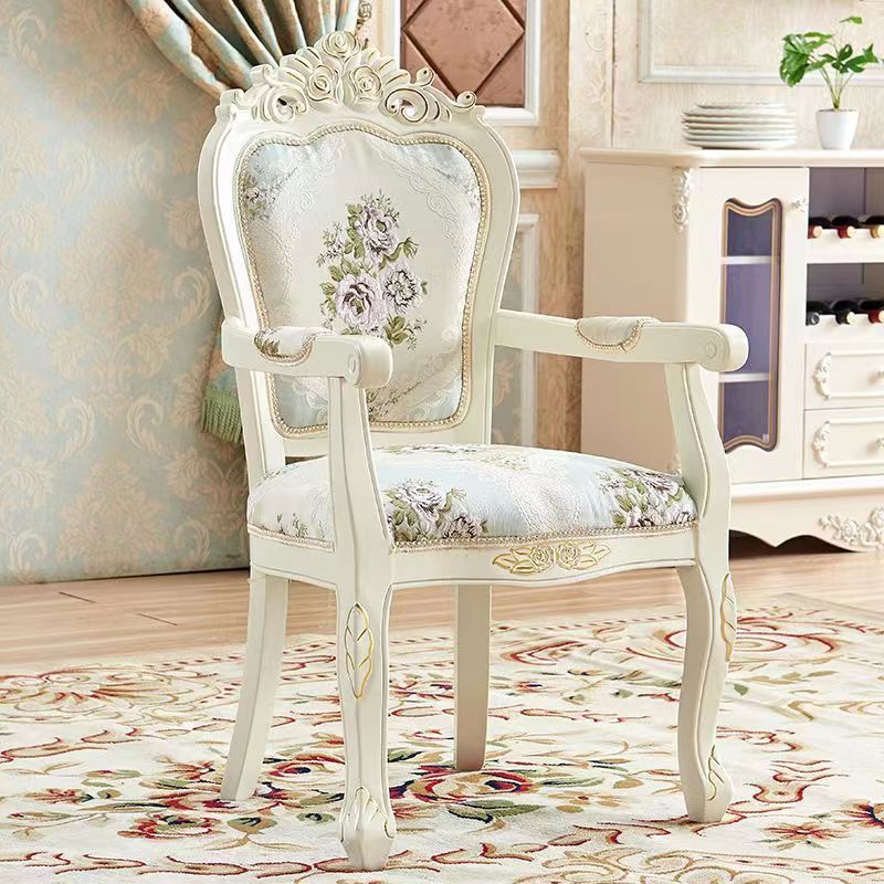 Chinese Carved Fabric Wood Dining Chair
