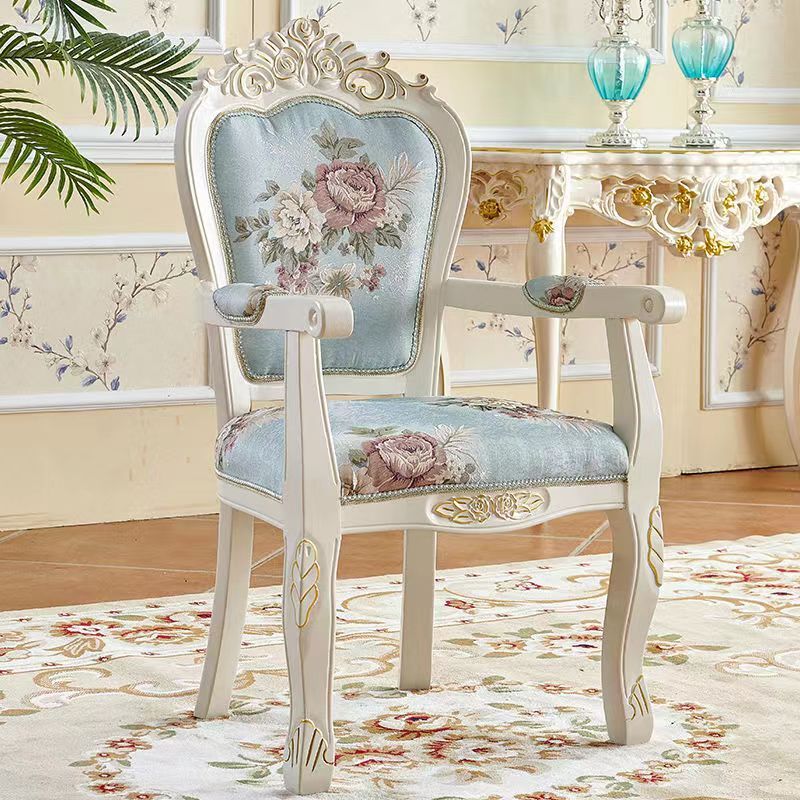 Chinese Carved Fabric Wood Dining Chair