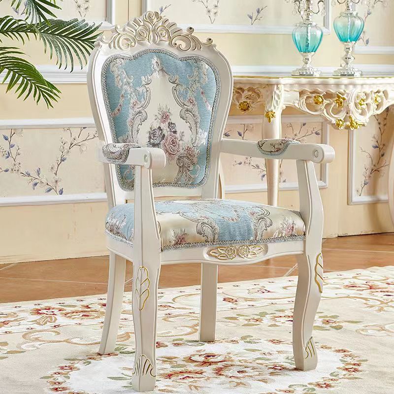 Chinese Carved Fabric Wood Dining Chair