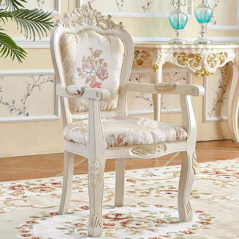 Chinese Carved Fabric Wood Dining Chair