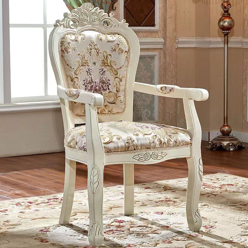 Chinese Carved Fabric Wood Dining Chair
