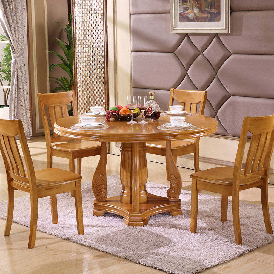 Chinese Parallel Wood Dining Chair — Walnut Color