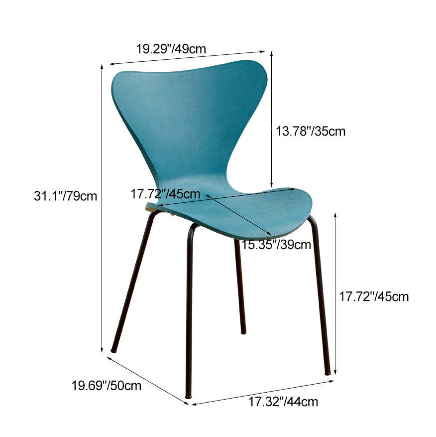Irregular Curved Metal Dining Chair — Black / Green