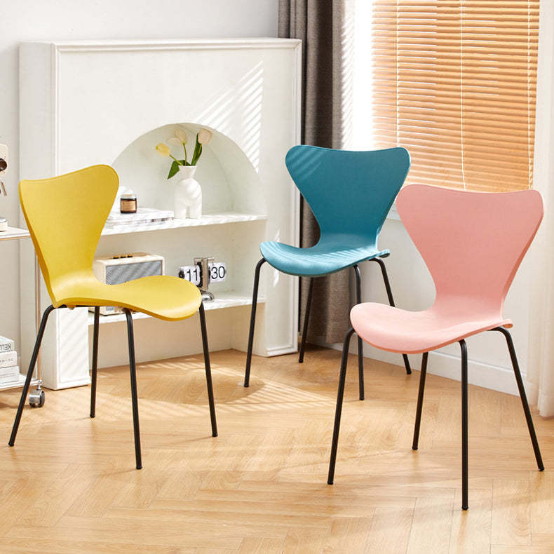 Irregular Curved Metal Dining Chair — Black / Yellow