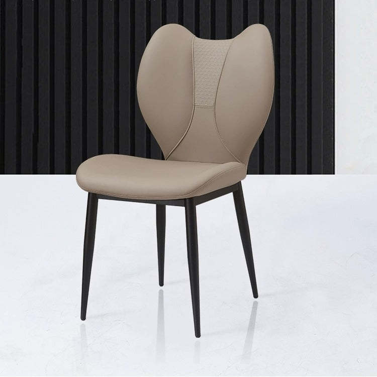 Scandinavian Arc Leather Metal Dining Chair