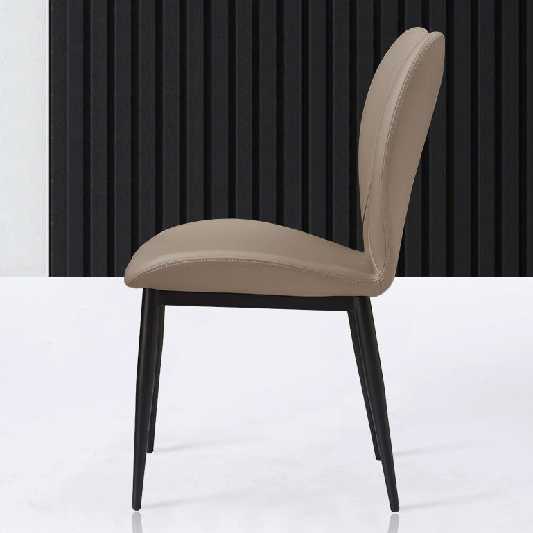 Scandinavian Arc Leather Metal Dining Chair