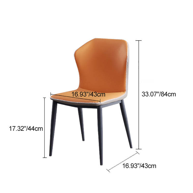 Scandinavian Curved Leather Steel Dining Chair