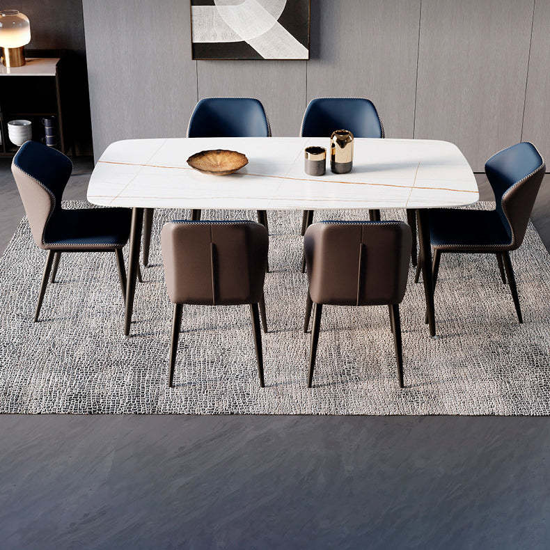 Scandinavian Curved Leather Steel Dining Chair