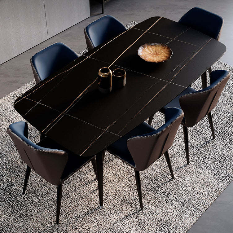 Scandinavian Curved Leather Steel Dining Chair