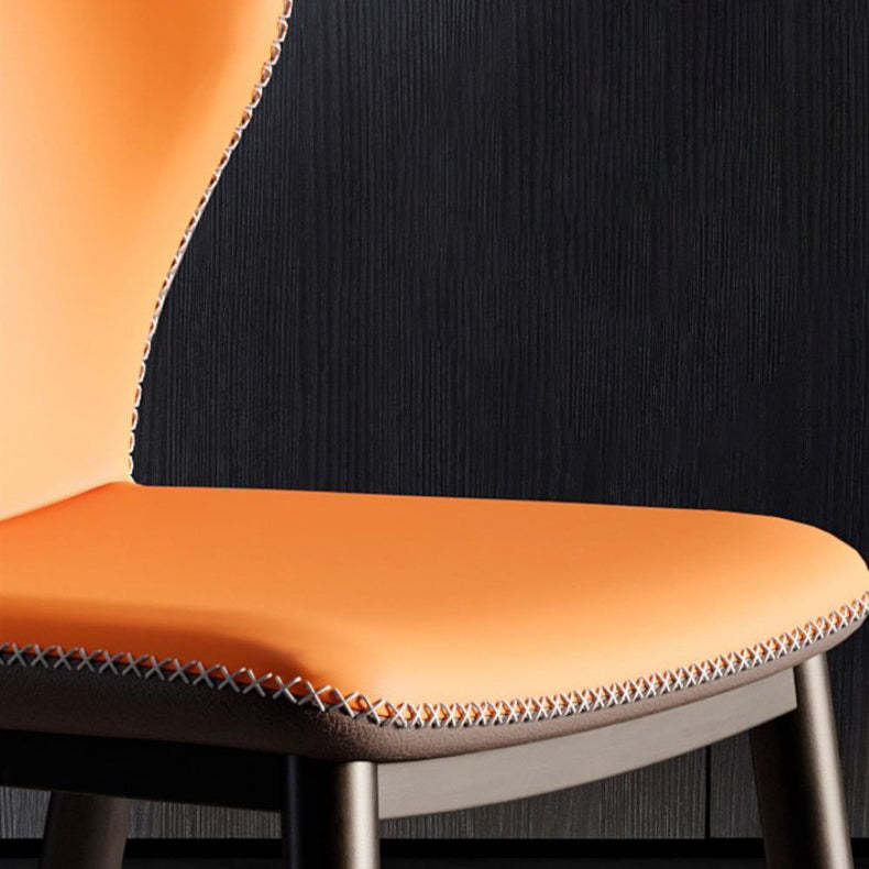 Scandinavian Curved Leather Steel Dining Chair