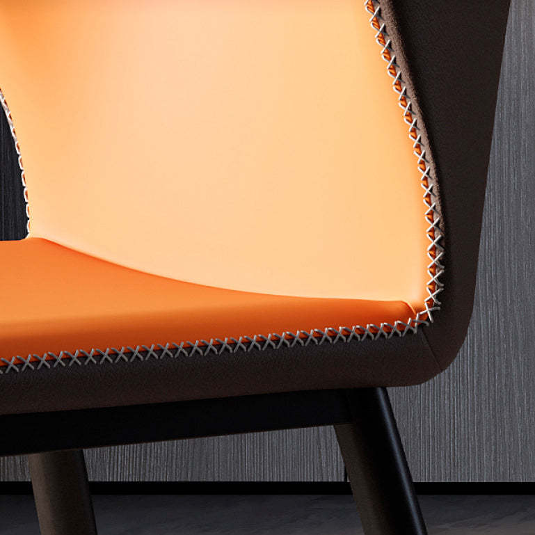 Scandinavian Curved Leather Steel Dining Chair