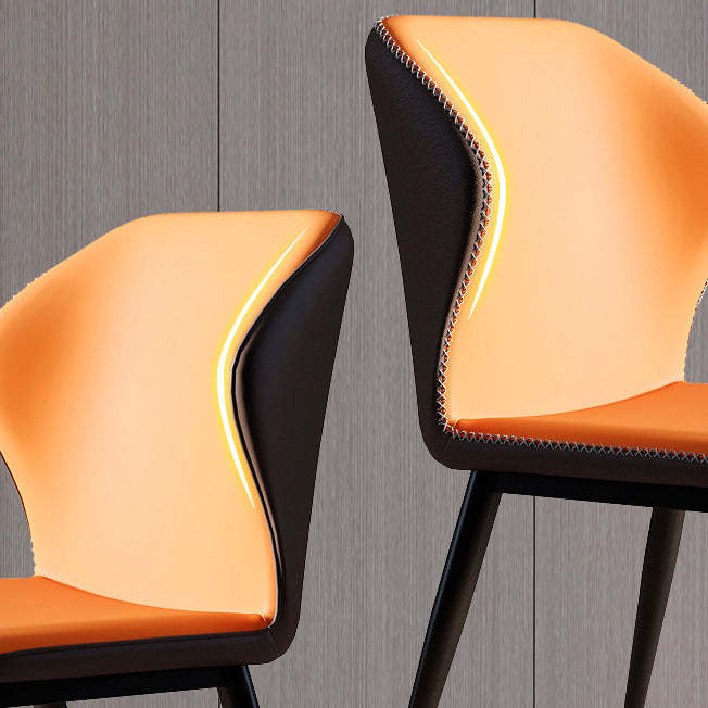 Scandinavian Curved Leather Steel Dining Chair