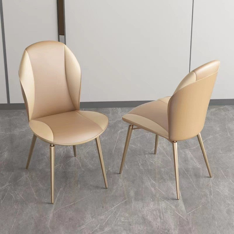 Curved Oval Leather Metal Dining Chair