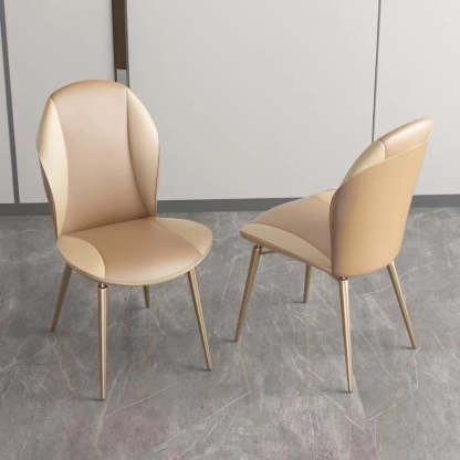 Curved Oval Leather Metal Dining Chair