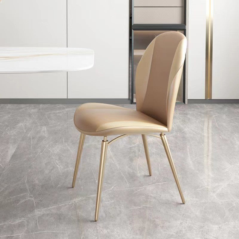 Curved Oval Leather Metal Dining Chair