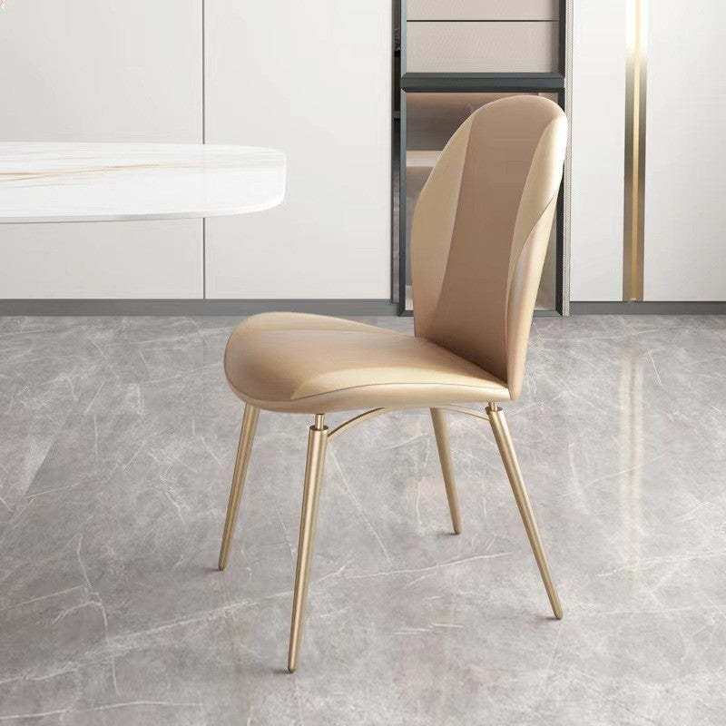 Curved Oval Leather Metal Dining Chair