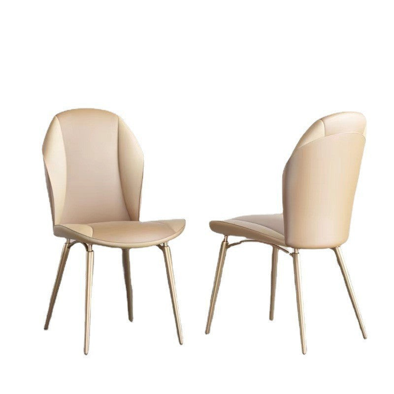 Curved Oval Leather Metal Dining Chair