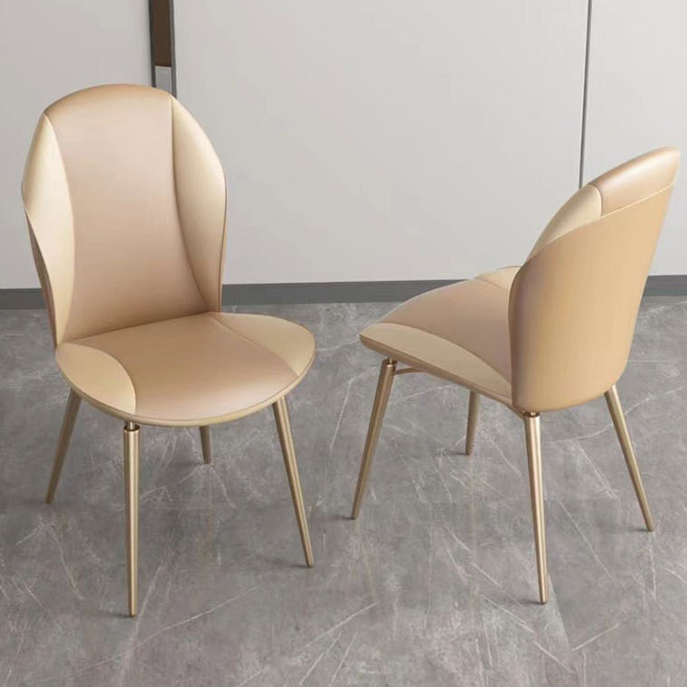Curved Oval Leather Metal Dining Chair