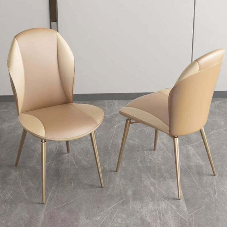 Curved Oval Leather Metal Dining Chair