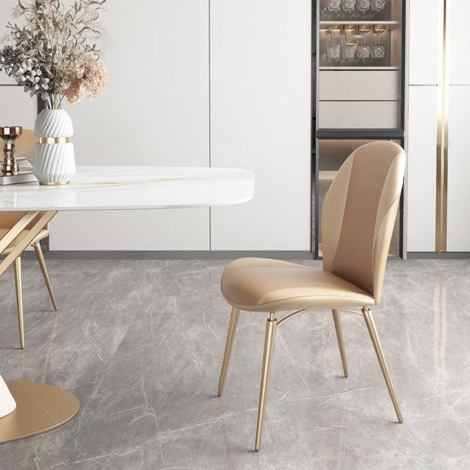 Curved Oval Leather Metal Dining Chair