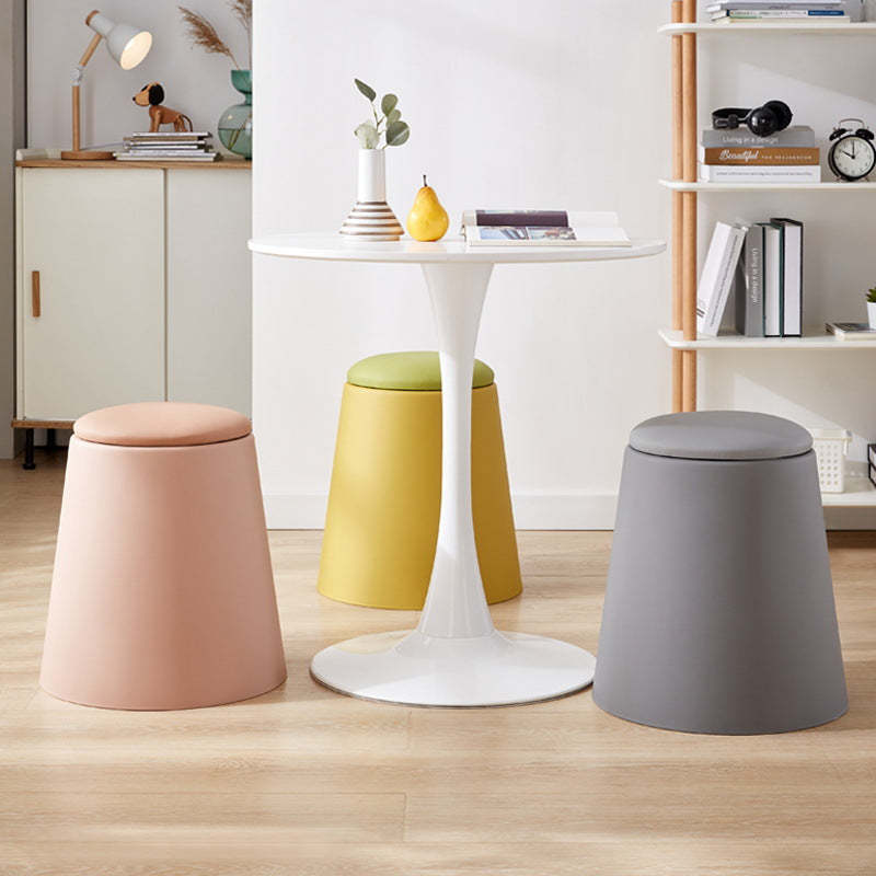 Scandinavian Stackable Leather Low Stool — Black