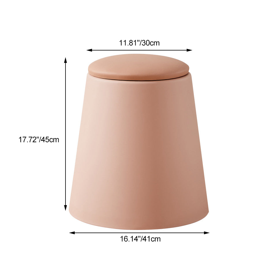 Scandinavian Stackable Leather Low Stool — Red