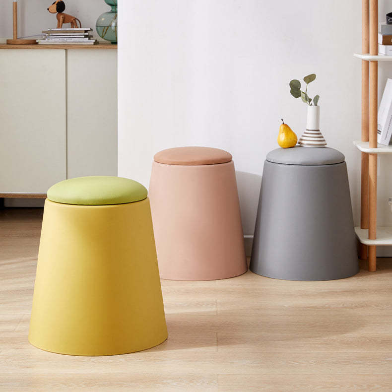 Scandinavian Stackable Leather Low Stool — White