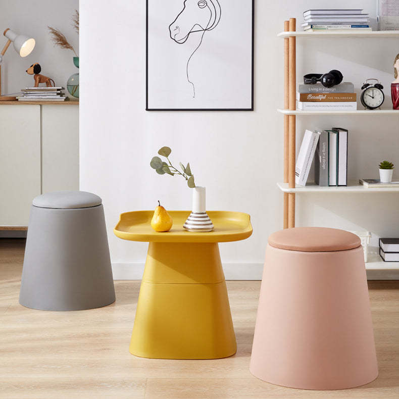 Scandinavian Stackable Leather Low Stool