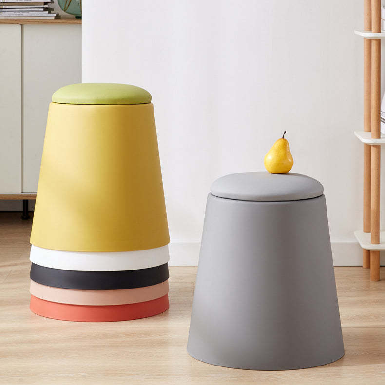 Scandinavian Stackable Leather Low Stool