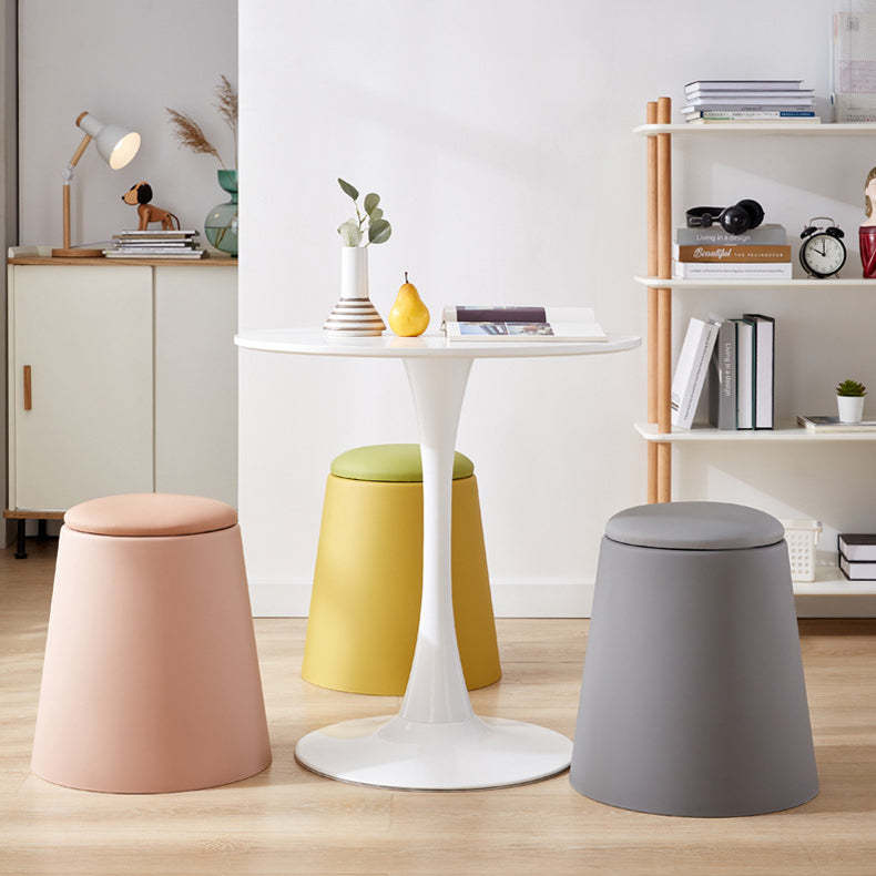 Scandinavian Stackable Leather Low Stool