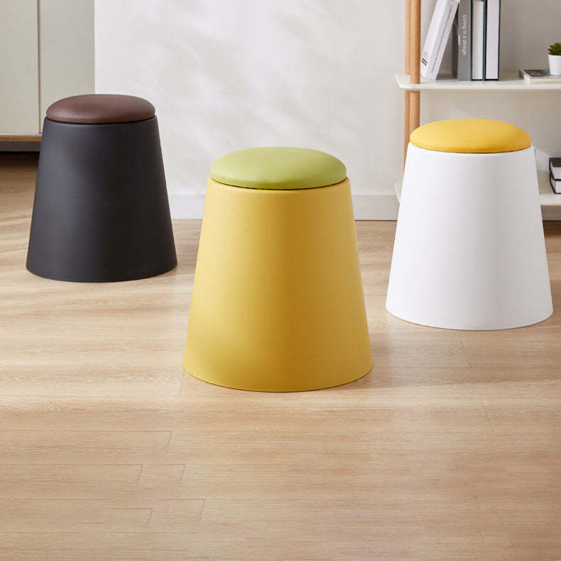 Scandinavian Stackable Leather Low Stool