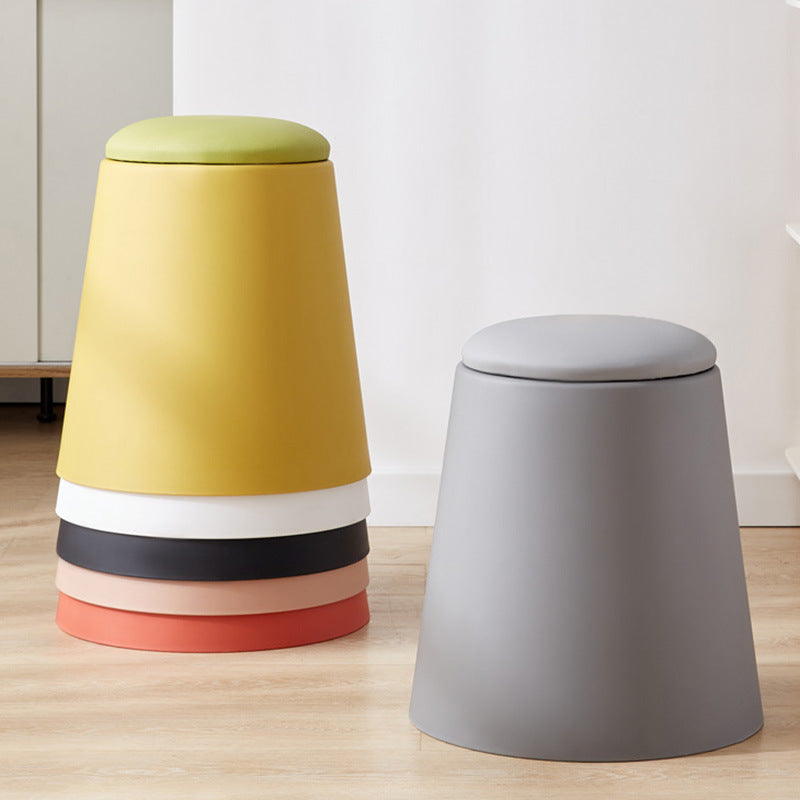 Scandinavian Stackable Leather Low Stool