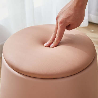 Scandinavian Stackable Leather Low Stool — Gray