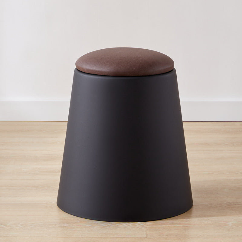 Scandinavian Stackable Leather Low Stool