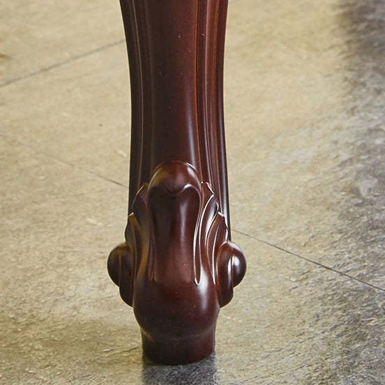 Vintage Carved Leather Velvet Wood Low Stool