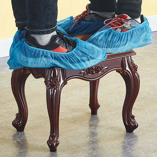 Vintage Carved Leather Velvet Wood Low Stool
