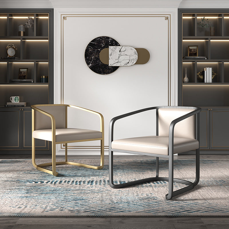 Scandinavian Microfiber Leather Dining Chair - Gold