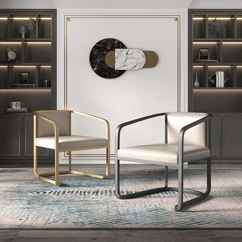 Scandinavian Microfiber Leather Dining Chair — Gold
